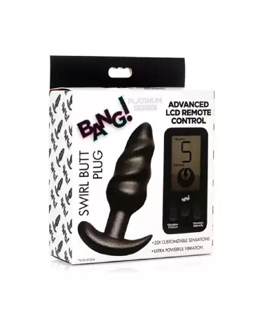 Image du Plug Anal Vibrant Silicone Swirl de XR Brands avec Télécommande et 25 Vitesses-2