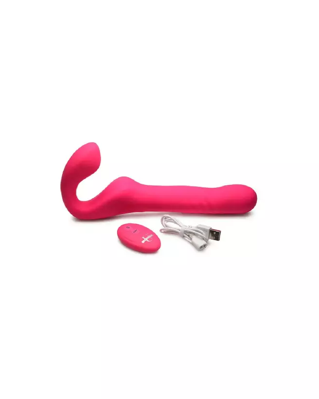 Image du Mighty-Thrust Strapless Strap-On de XR Brands, gode ceinture vibrant avec télécommande-4