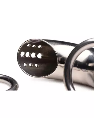 Cage de chasteté en acier inoxydable XR Brands avec trois anneaux ajustables-5