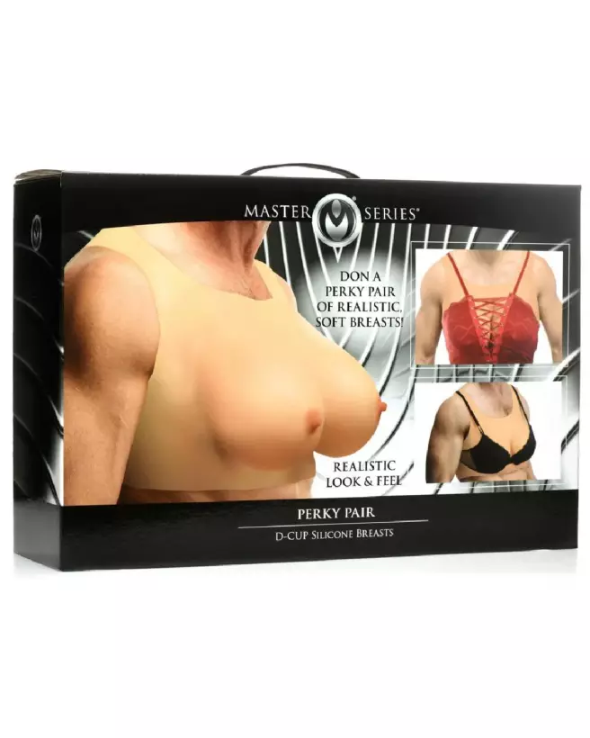 Image des faux seins Perky Pair D-Cup Silicone en teinte chair par XR Brands-2
