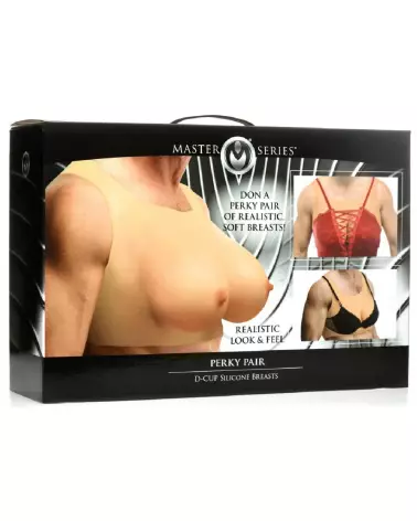 Image des faux seins Perky Pair D-Cup Silicone en teinte chair par XR Brands-2