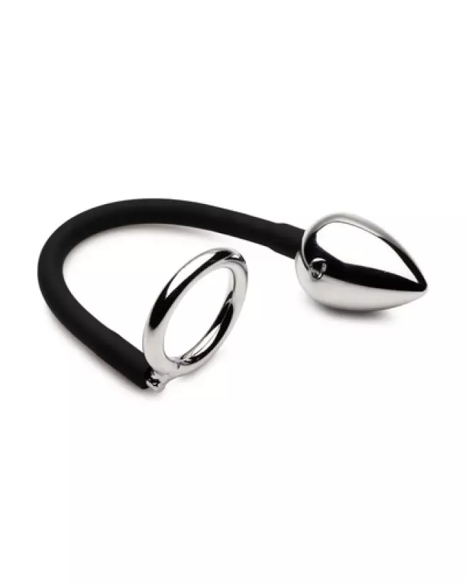 Cockring et plug anal Tug and Plug de XR Brands pour stimulation double-1