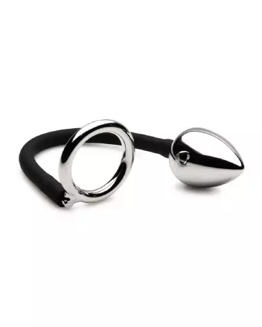 Cockring et plug anal Tug and Plug de XR Brands pour stimulation double-4