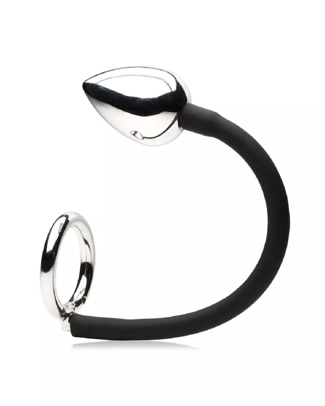 Cockring et plug anal Tug and Plug de XR Brands pour stimulation double-5
