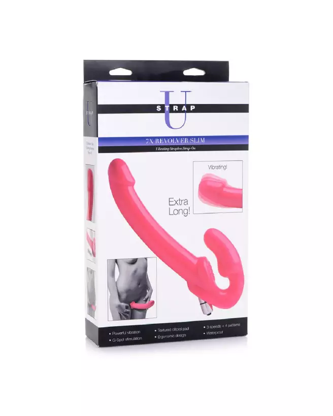 Revolver Slim Vibrating Strapless Strap-On de XR Brands en action-2