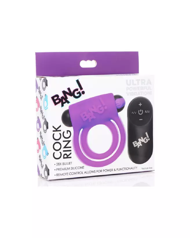 Cockring en silicone avec bullet vibrante et télécommande par XR Brands-2