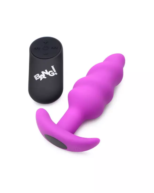 Image du Vibrating Silicone Swirl Butt Plug de XR Brands avec télécommande-1