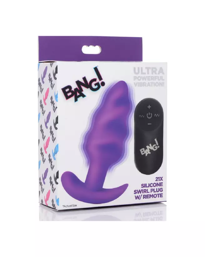 Image du Vibrating Silicone Swirl Butt Plug de XR Brands avec télécommande-2