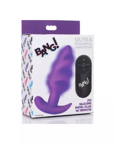 Image du Vibrating Silicone Swirl Butt Plug de XR Brands avec télécommande-2