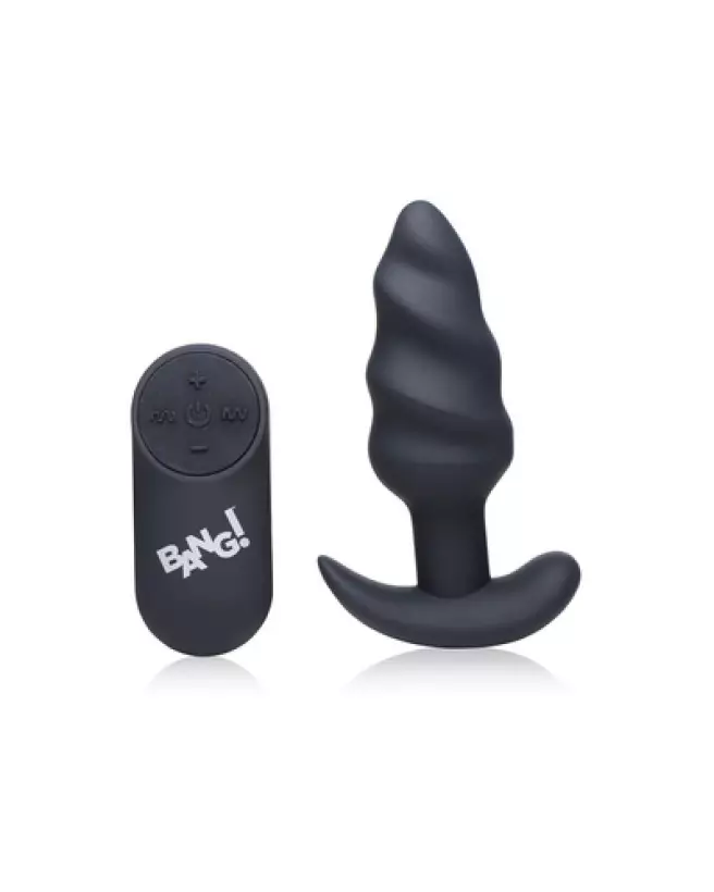Image du Vibrating Silicone Swirl Butt Plug de XR Brands avec télécommande-1