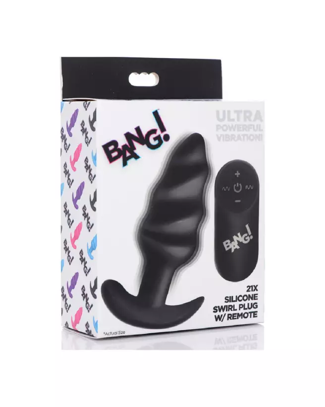 Image du Vibrating Silicone Swirl Butt Plug de XR Brands avec télécommande-2