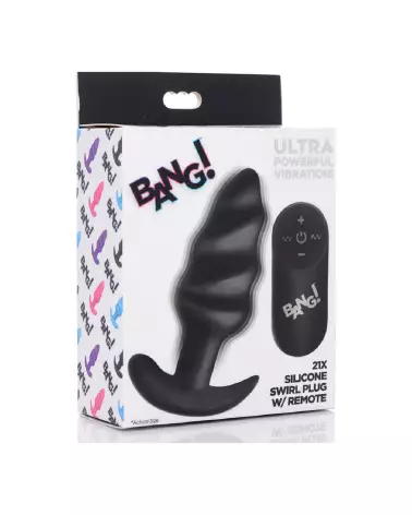 Image du Vibrating Silicone Swirl Butt Plug de XR Brands avec télécommande-2