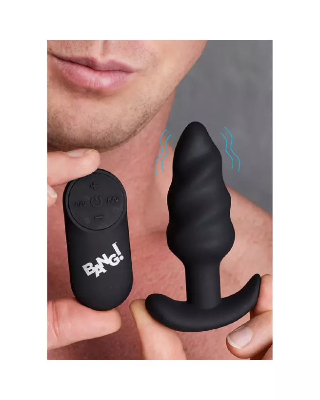 Image du Vibrating Silicone Swirl Butt Plug de XR Brands avec télécommande-4