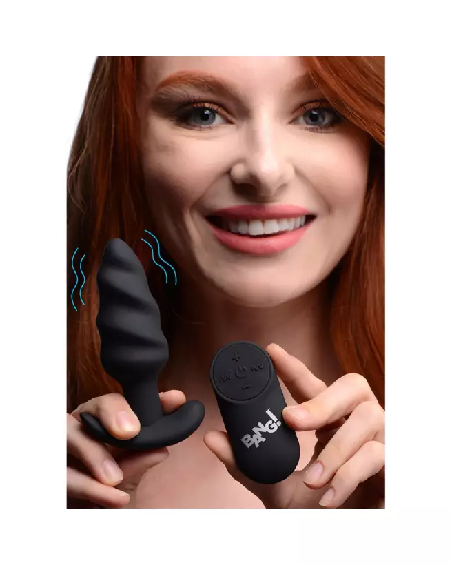 Image du Vibrating Silicone Swirl Butt Plug de XR Brands avec télécommande-5