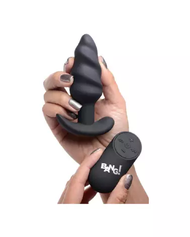 Image du Vibrating Silicone Swirl Butt Plug de XR Brands avec télécommande-7