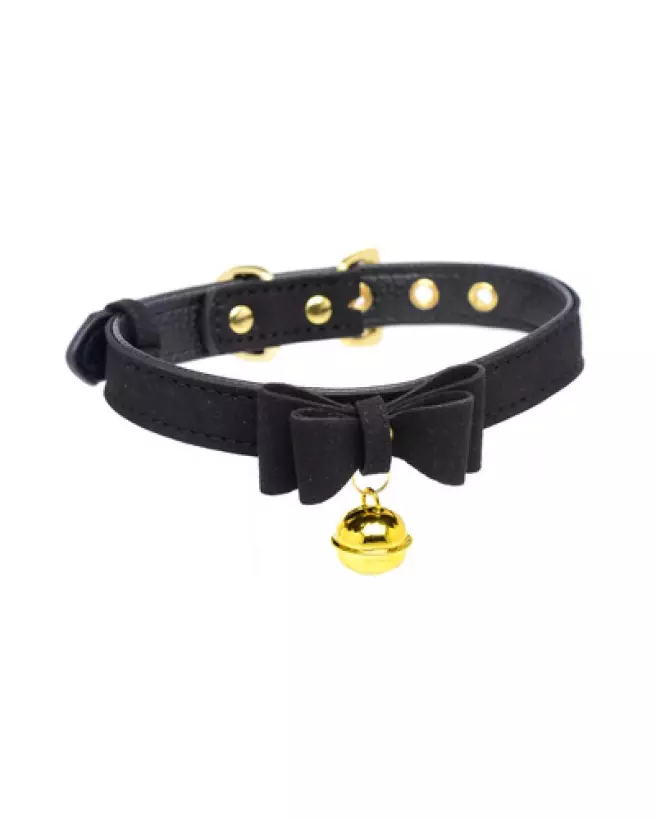 Collier Golden Kitty noir et doré avec clochette pour chat par XR Brands-1