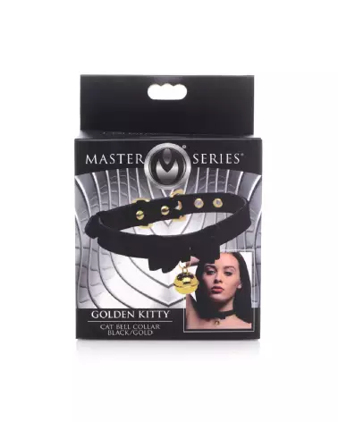 Collier Golden Kitty noir et doré avec clochette pour chat par XR Brands-3