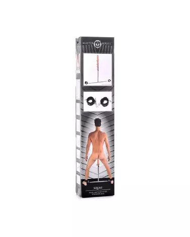 Barre d'écartement avec menottes et dildo anal XR Brands pour jeux de domination-2