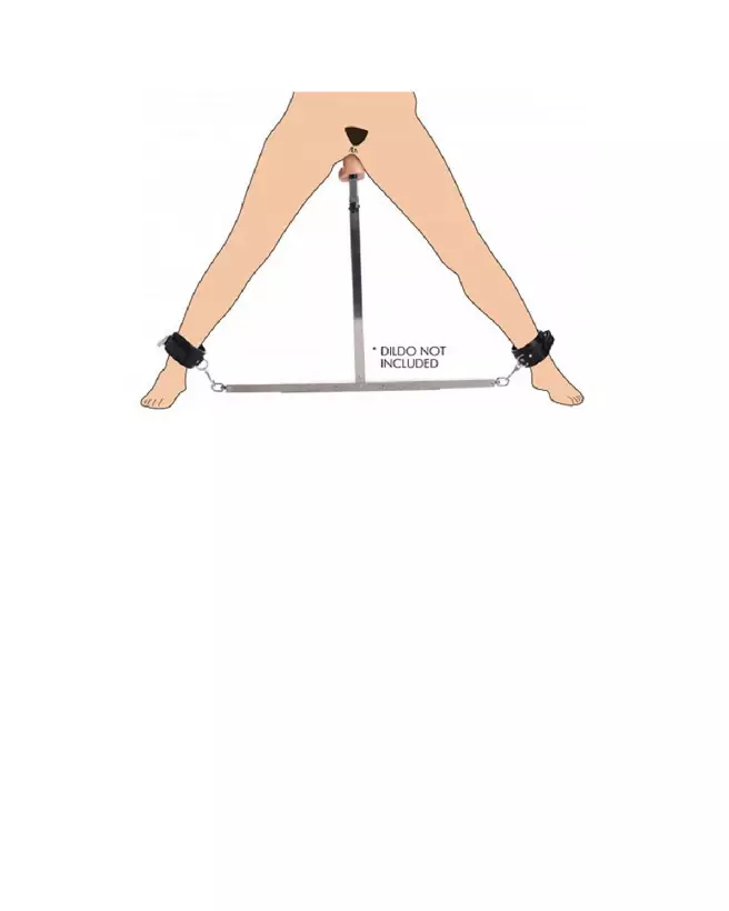 Barre d'écartement avec menottes et dildo anal XR Brands pour jeux de domination-6