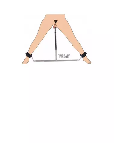 Barre d'écartement avec menottes et dildo anal XR Brands pour jeux de domination-6