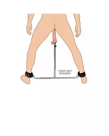 Barre d'écartement avec menottes et dildo anal XR Brands pour jeux de domination-7