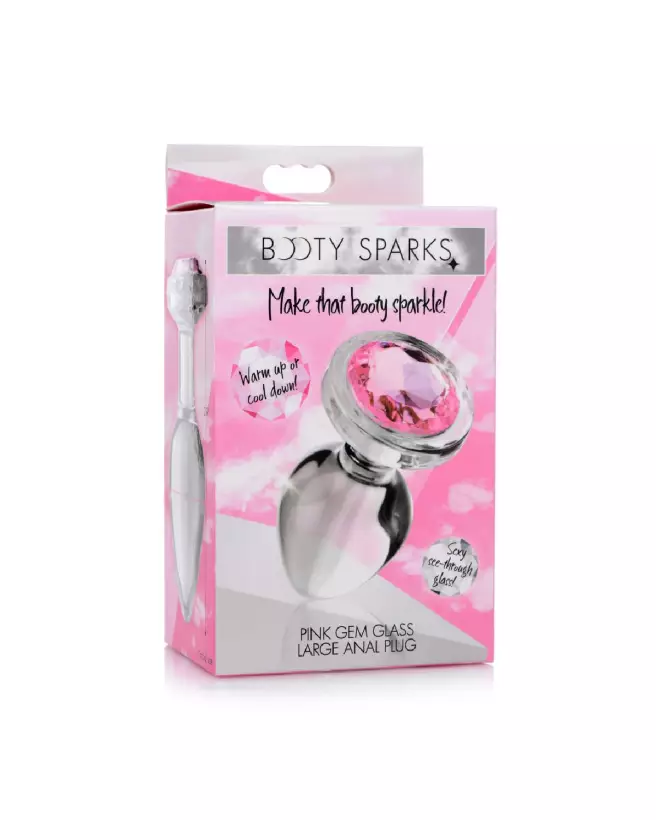 Pink Gem Large Glass Anal Plug par XR Brands pour plaisir et sécurité-3