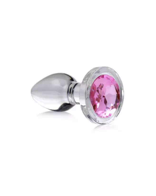 Plug anal en verre Pink Gem de XR Brands, petit et élégant-1