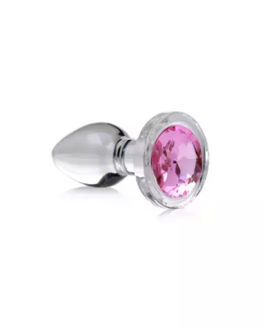 Plug anal en verre Pink Gem de XR Brands, petit et élégant-1