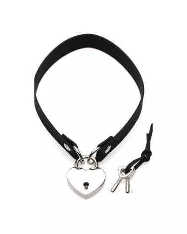 Photo du Collier Choker Lock-It de XR Brands avec cadenas en forme de cœur et clé-3