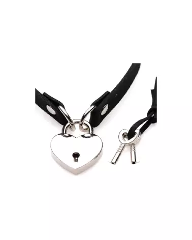 Photo du Collier Choker Lock-It de XR Brands avec cadenas en forme de cœur et clé-4