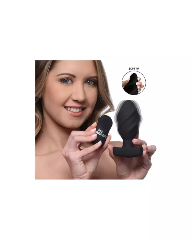 Image du Swirled Vibrating Butt Plug de XR Brands, plug anal vibrant avec télécommande-4