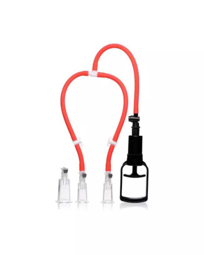 Image de la Pompe 3-Way Suck Her Nipple and Clit de XR Brands pour stimulation simultanée de tétons et clitoris-1