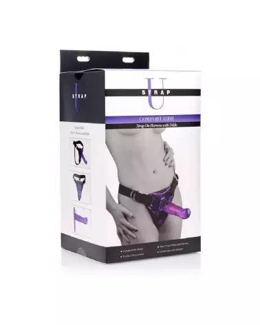 XR Brands Comfort Ride Strap On Harness with Dildo en action, harnais et gode de qualité-2