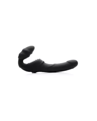 Slim Rider Strapless Ribbed Vibrating Strap-On de XR Brands en action-1