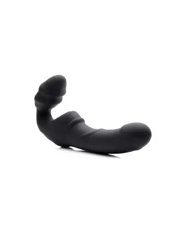 Slim Rider Strapless Ribbed Vibrating Strap-On de XR Brands en action-3