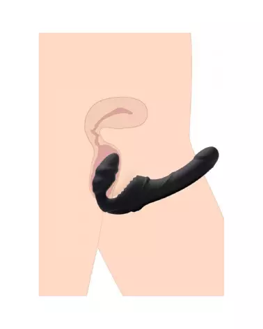 Slim Rider Strapless Ribbed Vibrating Strap-On de XR Brands en action-5