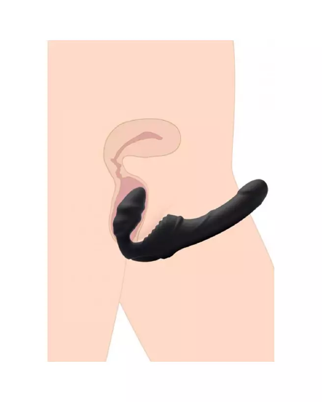 Slim Rider Strapless Ribbed Vibrating Strap-On de XR Brands en action-6