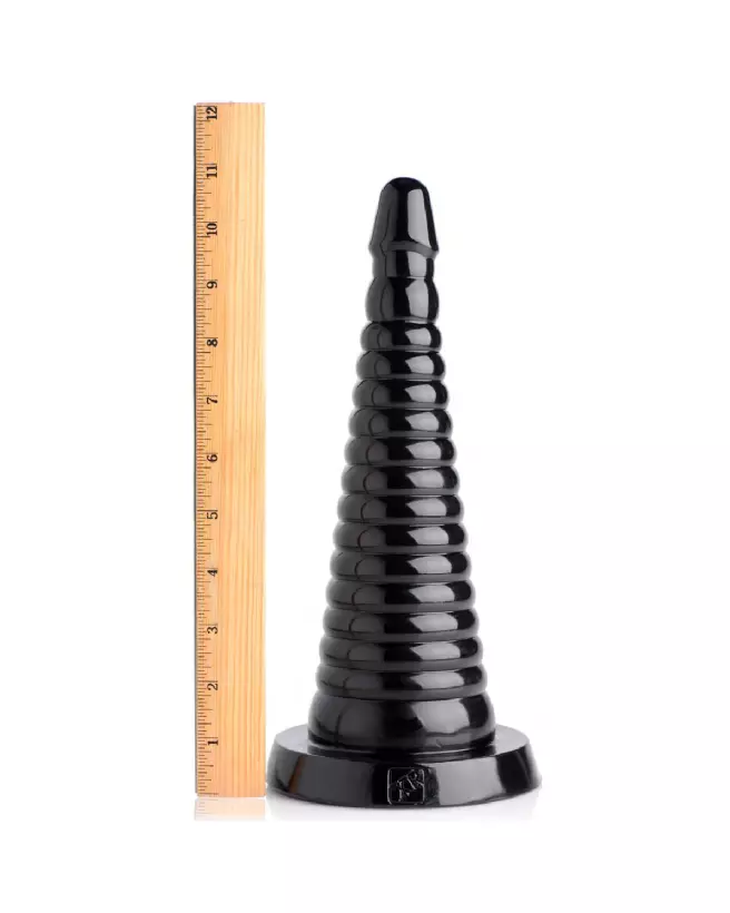 Image du Giant Ribbed Anal Cone Black XXL par XR Brands-7