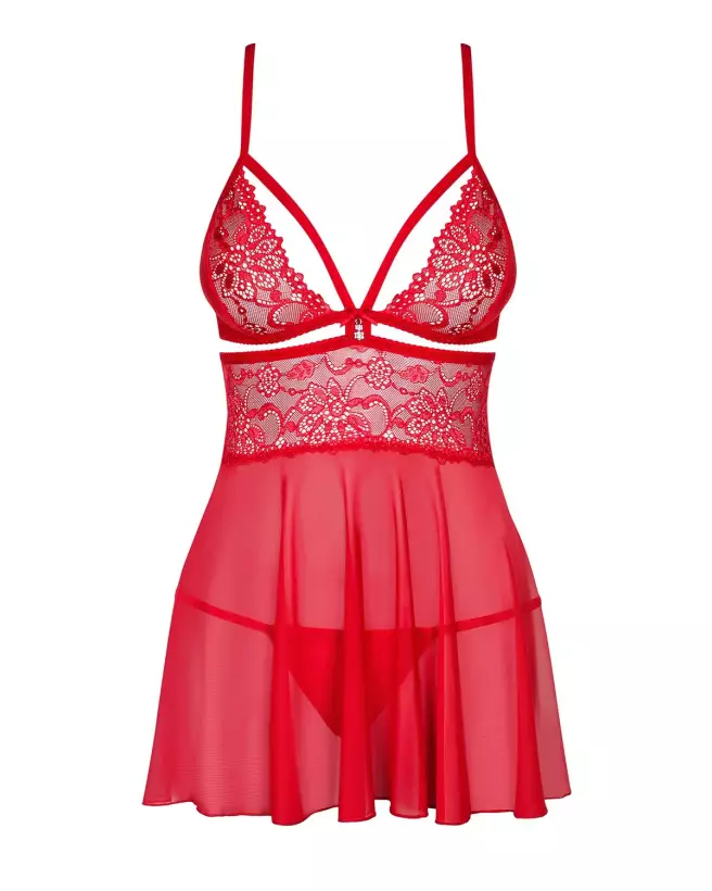 Babydoll Obsessive Rouge 838-BAB-3 Sensuelle et Confortable-5