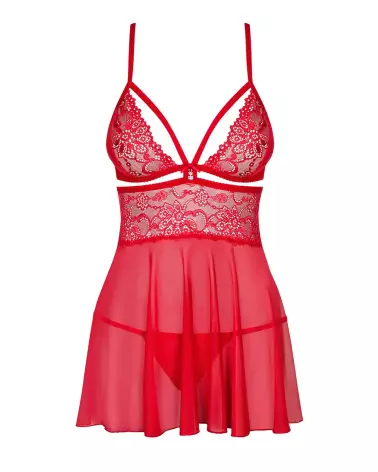 Babydoll Obsessive Rouge 838-BAB-3 Sensuelle et Confortable-5