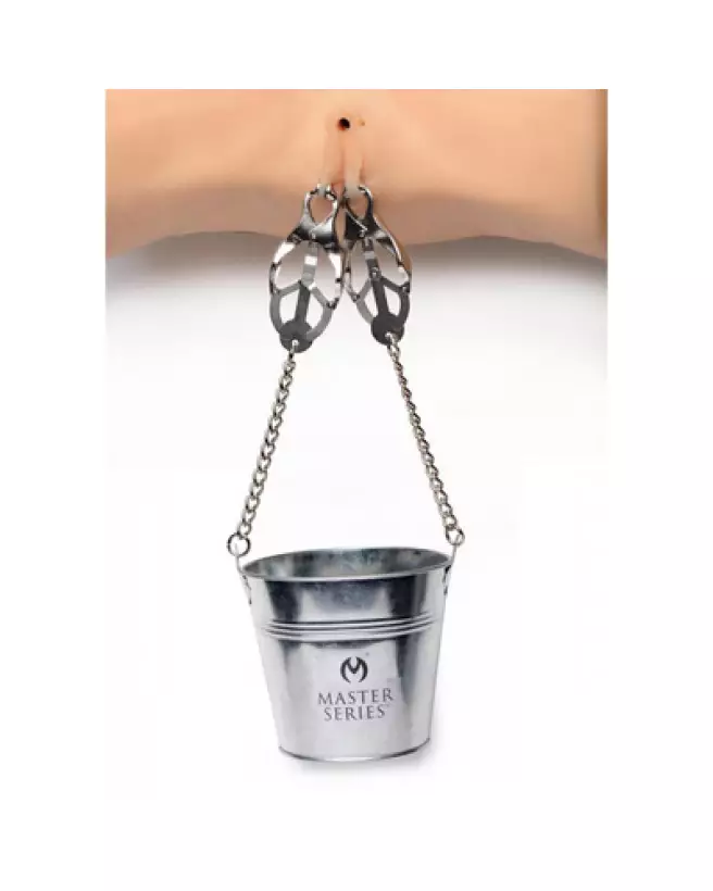 Image des pinces à tétons et clitoris Slave Bucket Labia and Nipple Clamps en argent de XR Brands-1