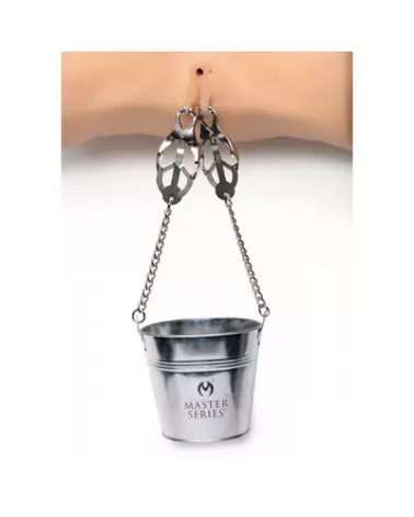 Image des pinces à tétons et clitoris Slave Bucket Labia and Nipple Clamps en argent de XR Brands-1