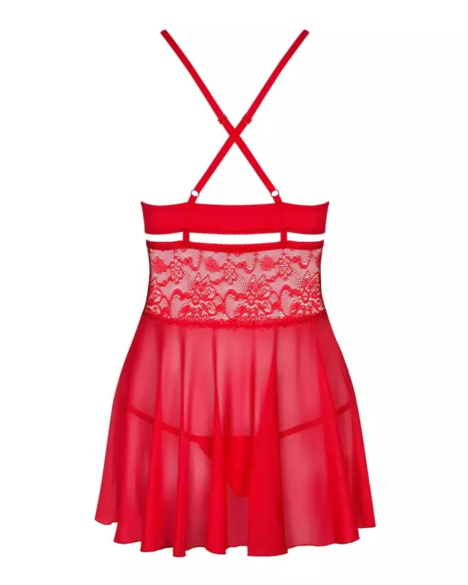 Babydoll Obsessive Rouge 838-BAB-3 Sensuelle et Confortable-6