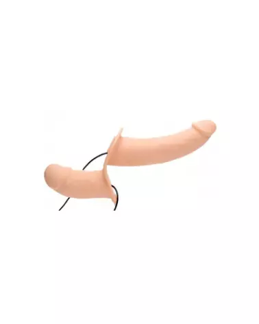 Image du Double Dildo Vibrant Supreme Pleasure de XR Brands avec harnais ajustable-1