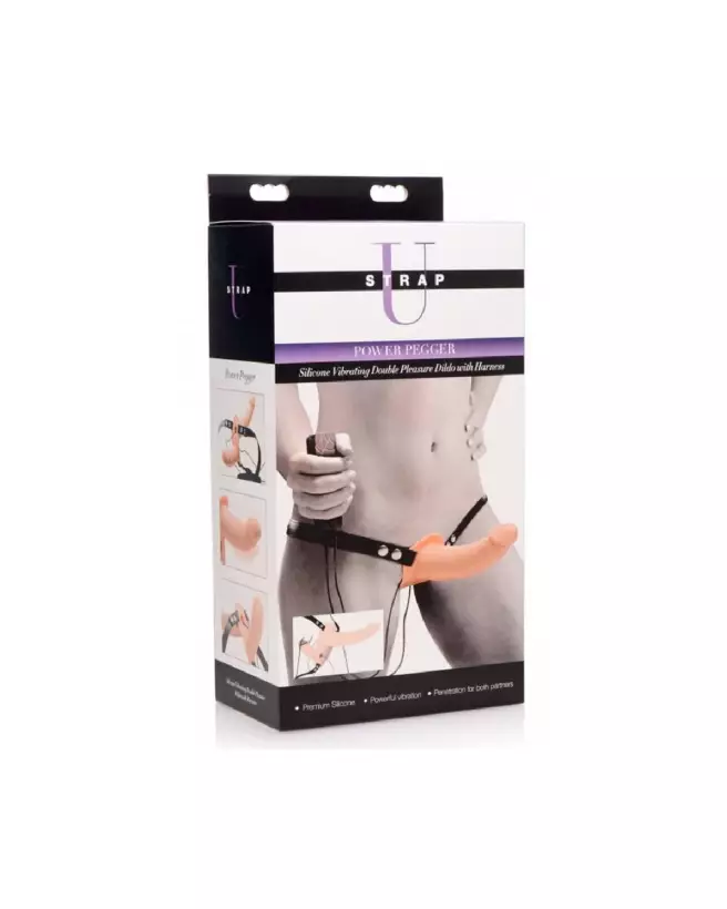Image du Double Dildo Vibrant Supreme Pleasure de XR Brands avec harnais ajustable-2