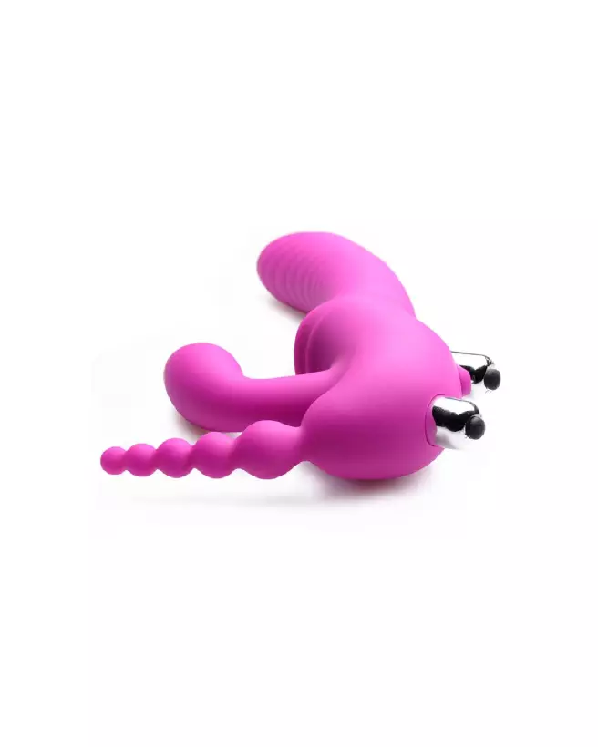 Regal Rider Triple Vibrating Strapless Strap-On par XR Brands en silicone-4