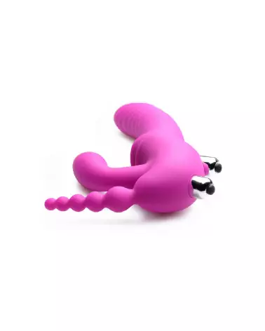 Regal Rider Triple Vibrating Strapless Strap-On par XR Brands en silicone-4