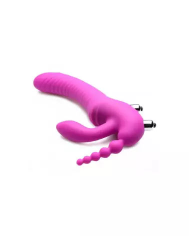 Regal Rider Triple Vibrating Strapless Strap-On par XR Brands en silicone-5