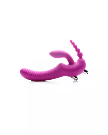 Regal Rider Triple Vibrating Strapless Strap-On par XR Brands en silicone-6