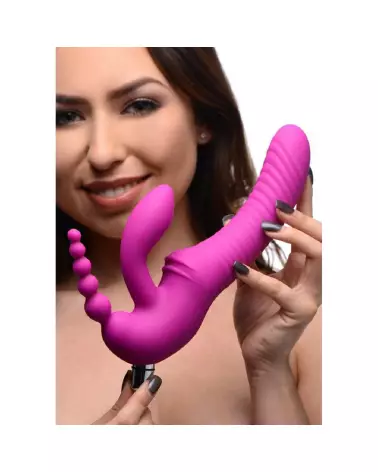 Regal Rider Triple Vibrating Strapless Strap-On par XR Brands en silicone-7